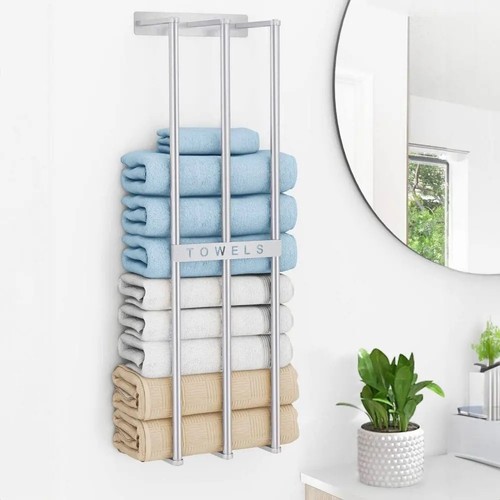 Wall mounted towel holder rack - wall,