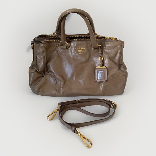 Prada leather double zip tote - prada,