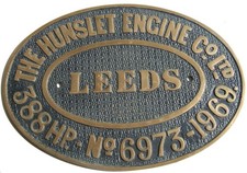 Genuine Brass Hunslet 6973 1969 388 HP Diesel Locomotive Engine Worksplate Leeds
