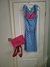 blue polka dot wiggle  Dress