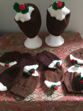 Hand knitted christmas pudding hats adults sized