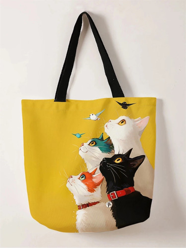 Stacked cat canvas tote - stacked,