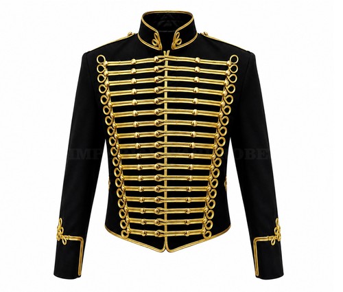 Black military hussar jacket - military,