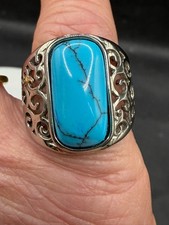 Mens Turquoise Ring Blue Stone