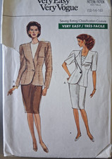 Very Easy Very Vogue pattern 7701 jacket and skirt Sizes 12, 14 only CUT