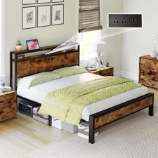 Wacvfzhjp 4ft6 Footboard/Heavy Bed and Frame Slat Metal Headboard with Duty Wood