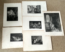 6 x Antique Print Steel Engravings - 19th century