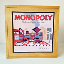 Vintage Monopoly Hasbro Wooden Edition Board Game with Instructions read disc
