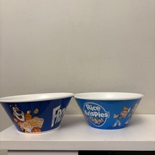 Kelloggs Set 2 Plastic Frosties Rice Krispies cereal bowl bowls 5.5” 2017