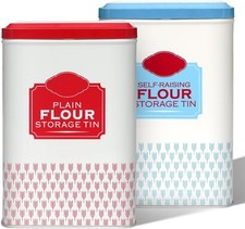 Flour Storage Plain & Self Raising Retro Style Tins Containers Kitchen Canister