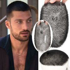 Mens Buzz Cut Toupee Thin PU Skin Remy Human Hair Piece Wigs Replacement System
