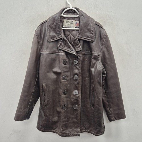 Schott leather pea coat - pea,