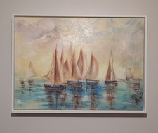 Oil On Canvas by Elizabeth Hoskins "Fishing Fleet Departing  St Ives"