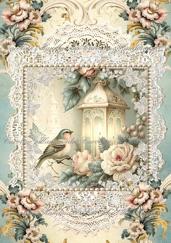 Shabby chic bird lantern - bird, lace