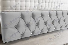 King Size Velvet Divan Bed Set by Sleep Factory - Grey 5.0ft Mattress &Headboard