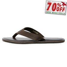 Jack & Jones Washton Mens Leather Designer Casual Flip Flops Sandals Brown