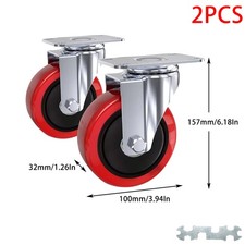 2 x Heavy Duty 100mm 700KG Rubber Swivel Castor Wheels Trolley Furniture Caster
