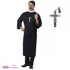 Adult Priest + Cross Halloween Religious Vicar Father Fancy Dress XL (46-48")