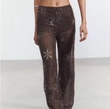 Zara beaded sequin trousers