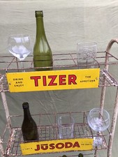 VINTAGE ANTIQUE RARE TIZER JUSODA POP BOTTLE MAN CAVE GIN BAR RACK UPCYCLE STAND
