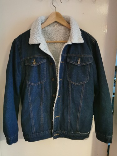 Denim jacket faux sheepskin - denim,
