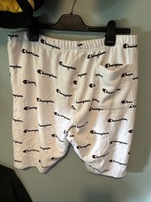 Champion Reverse Weave Logo Print Shorts Men's Size L White Vintage 1990s