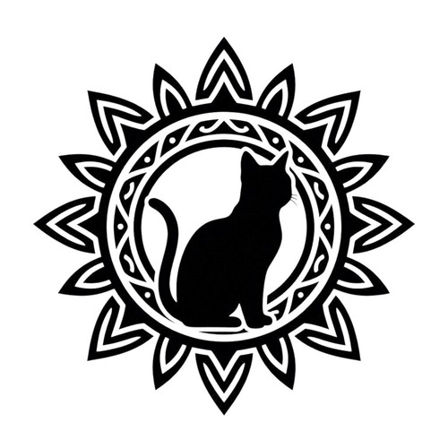 Cat sun sticker tribal - cat,