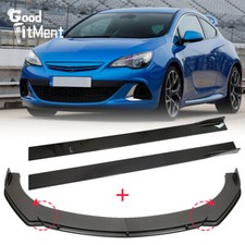 Carbon Look Front Bumper Lip Splitter + Side Skirts For Vauxhall Opel Astra H J