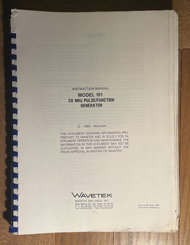 Wavetek 191 mhz pulse - mhz,