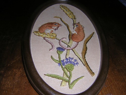 Vintage embroidered field mice - vintage,