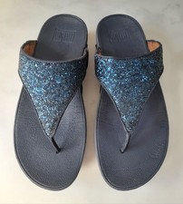 FITFLOP LULU GLITTER SIZE 5/38 BLUE FLIP FLOPS SANDALS GOOD USED COND'N FREE P&P