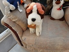 VINTAGE ST. BERNARD DOG WITH A WOODEN BARREL ROUND HIS NECK - R. DAYKIN & CO