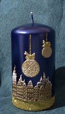 Navy blue CHRISTMAS CITY DECORATIVE CANDLES – Christmas xmas decoration gift