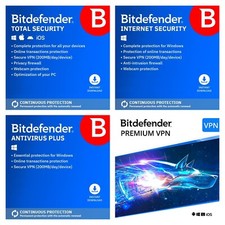 Bitdefender Antivirus Internet Total Security 2025 VPN 1 3 5 10 PC Devices EMAIL