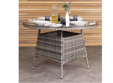 4 Seater Round Rattan Dining Table Grey - grade B return RRP £169.99