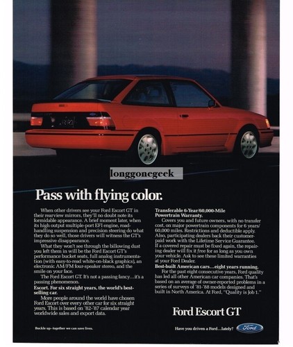 1989 ford escort automobile - escort, gt