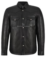 Mens Leather Shirt Collared