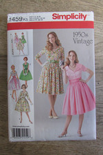 Simplicity 1950's Vintage 1459 K5  Dress Pattern Size US 8-16 ( cut )