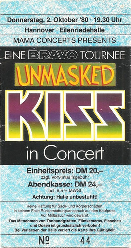 Kiss unmasked tour - kiss, 1980
