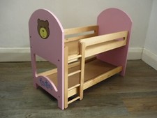 Vintage Tiny Tears Baby Doll Wooden Bunk Beds Cots Cribs With Ladder 47cmx39.5cm