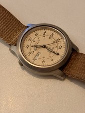Seiko 5 Military Automatic Watch Beige Dial Beige Strap 7S26-02J0