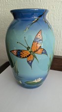 vase, dragonfly & pond, vintage