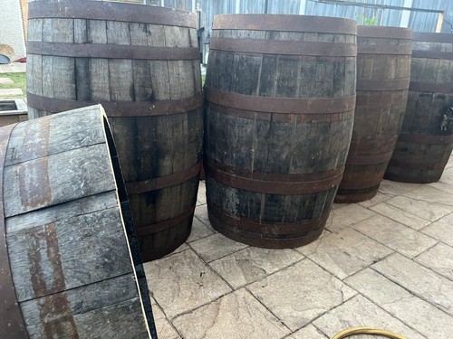 Oak whisky barrels - barrels, water