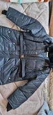 Michael Kors Black Puffer Jacket Coat with Belt & Fur Hood XL