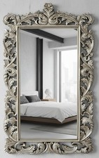 HUGE Chrome Mirror Silver Ornate Regal Decorative Free Standing Mirror GABRIELLA