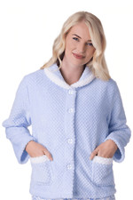 Camille Women's Supersoft Fleece Button Front Bed Jacket with Pockets