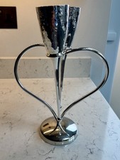 Culinary Concepts Entwined Heart Lovers' Champagne Flutes Glasses & Stand Silver