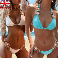 Rhinestone Swimsuit Women Bikini Crystal Diamond Bikini Set Metal Chain Swimwear