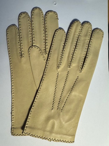 Ladies beige leather gloves - ladies,
