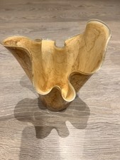 Vintage Glass Handkerchief Vase 10” Tall Large Crackle Marble Pattern Hand blown